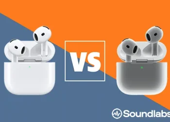Illustration eines Vergleichs zwischen Apple AirPods 5 und AirPods 4